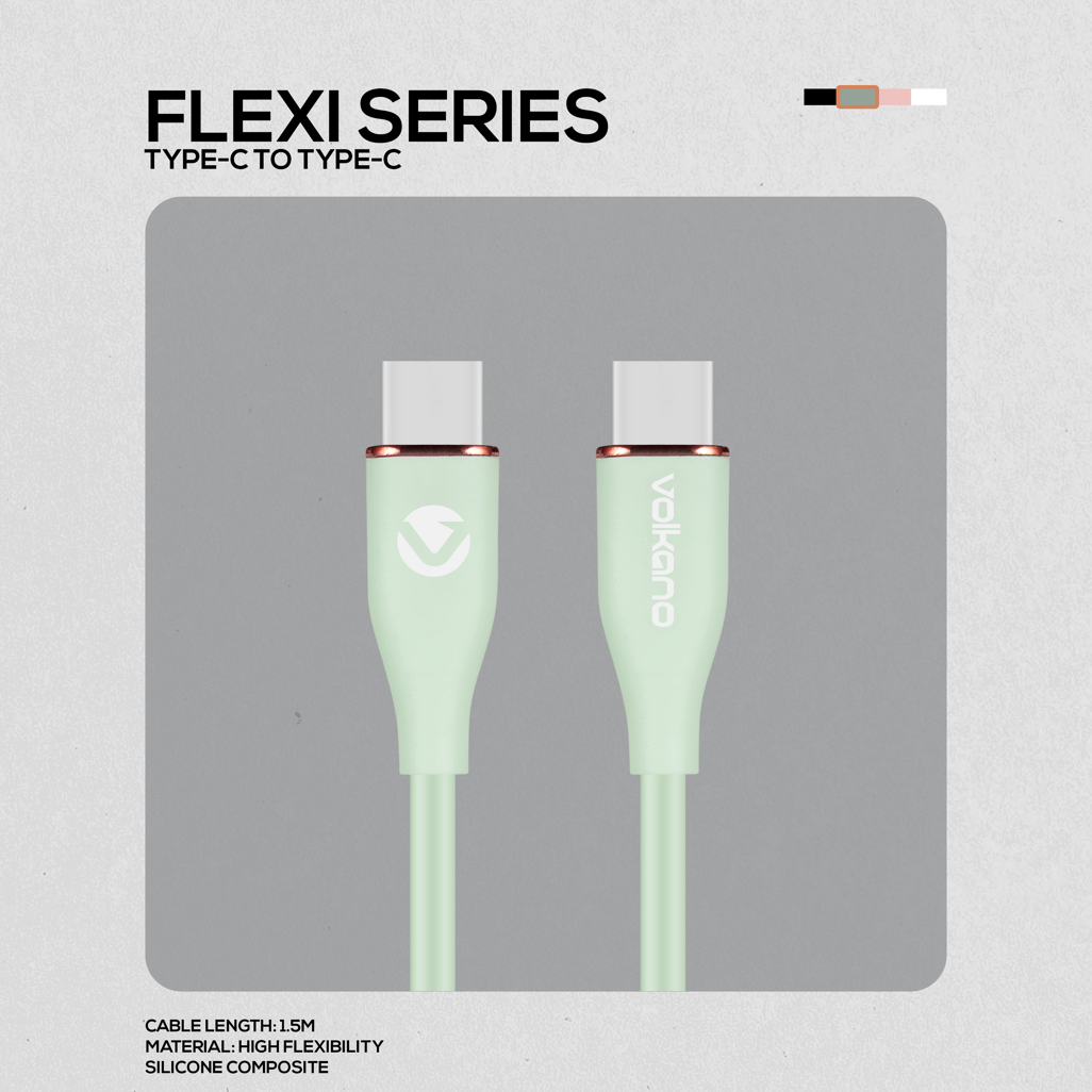Volkano Flexi Series Type-C to Type-C 1.5M 60W - Green