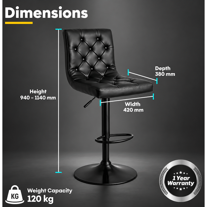 Everfurn Bayer Large Barstool Black - image 2