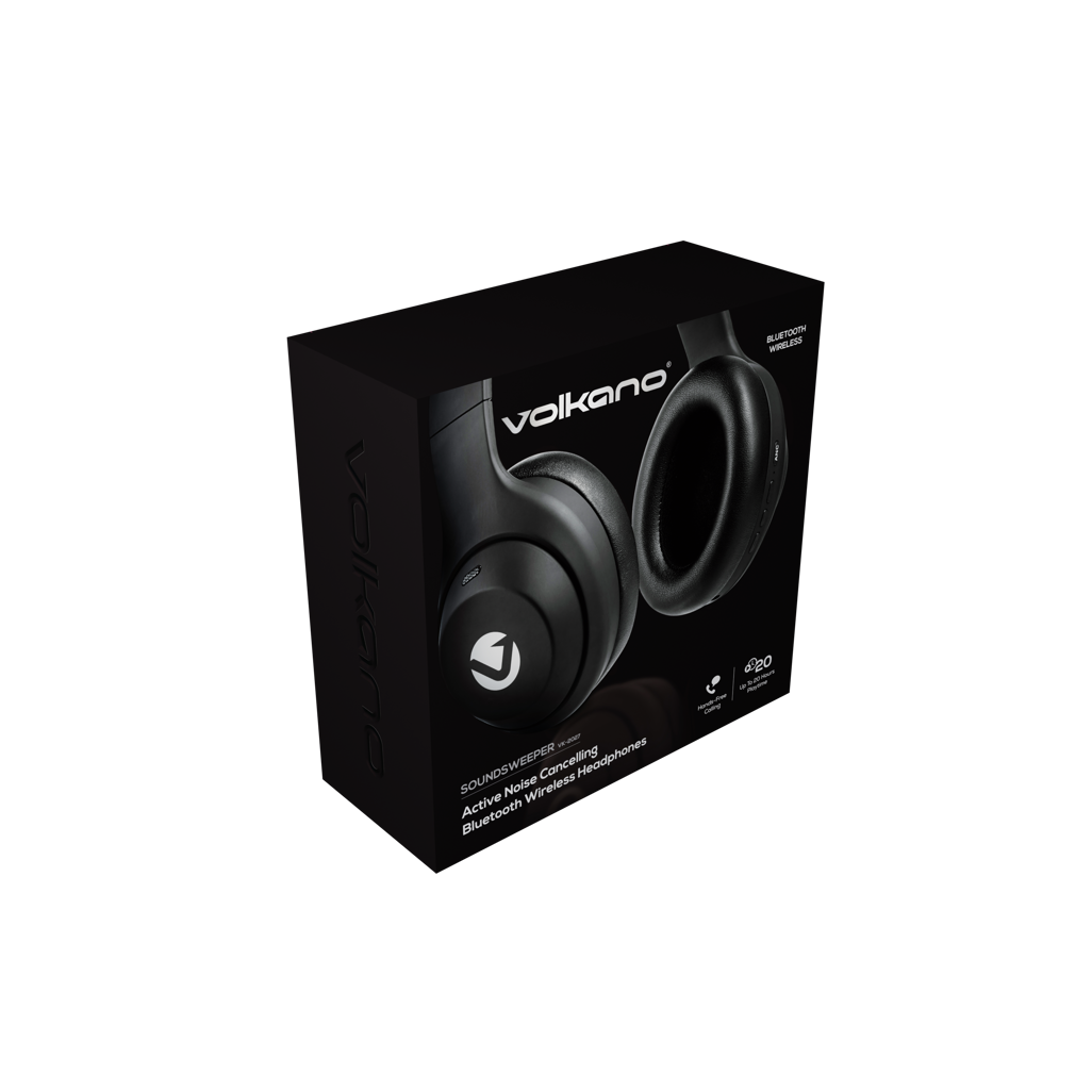 Volkano SoundSweeper Series Active Noise Cancelling bluetooth Headphones - Black
