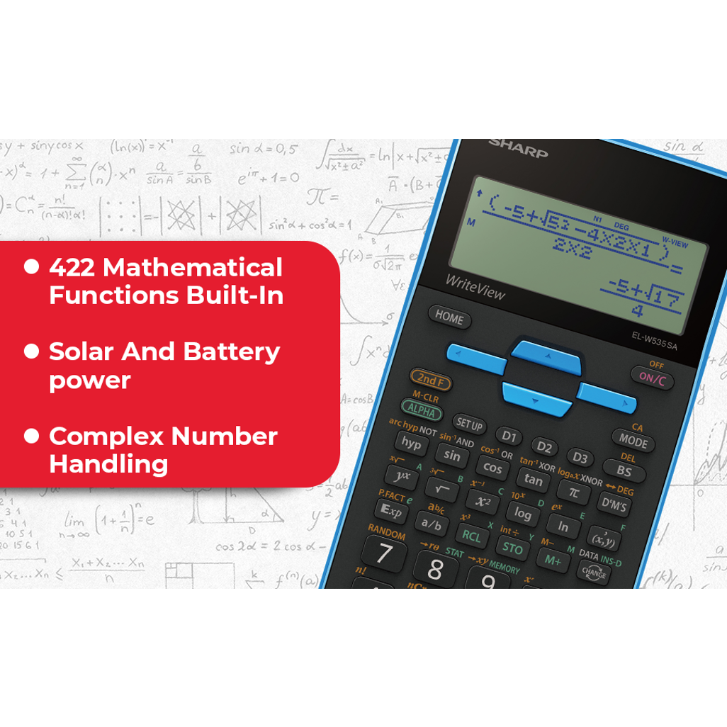 Sharp EL535 Scientific Calculator - 422 Functions- Blue