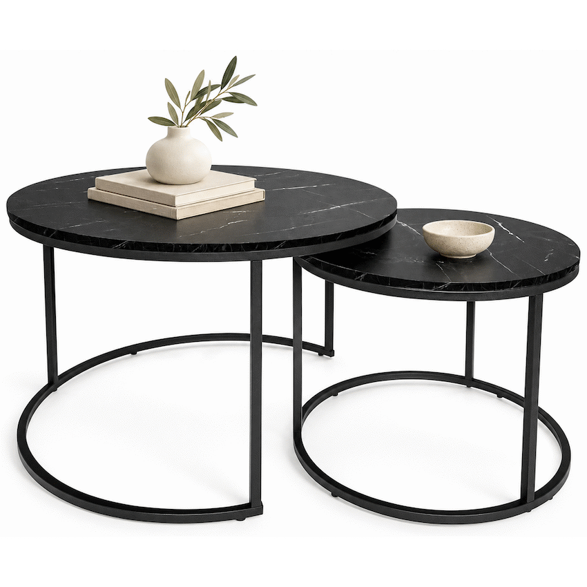 Everfurn Nile Nesting Coffee Table - Marble Black - image 2