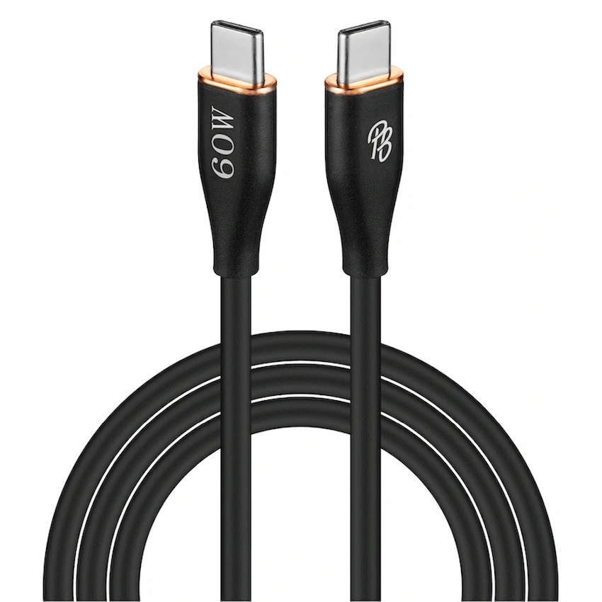 Pro Bass FlexiCord Series 2m 60w Type-C to Type-C Charging Cable - Black - image 2