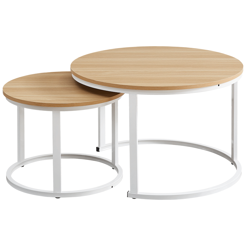 Indus Nesting Coffee Table Oak With White Frame - image 2