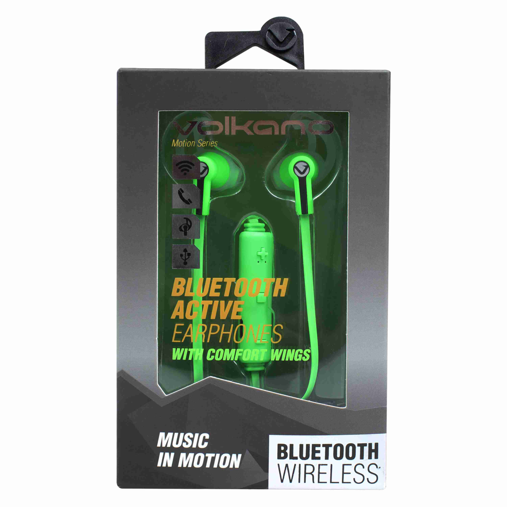 Volkano Motion Bluetooth Earphones - Green/Black