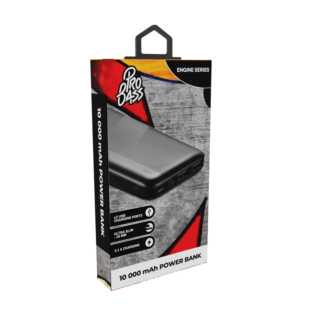 Pro Bass Engine 10,000 mAh Series Power Bank - Black