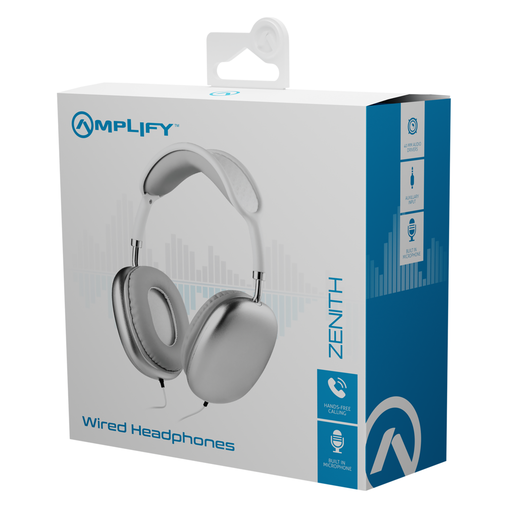 Amplify Zenith Series Aux Headphones - White
