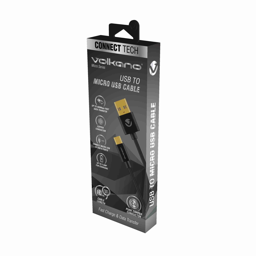 Volkano Micro Series USB to Micro USB M/M Cable 0.75m