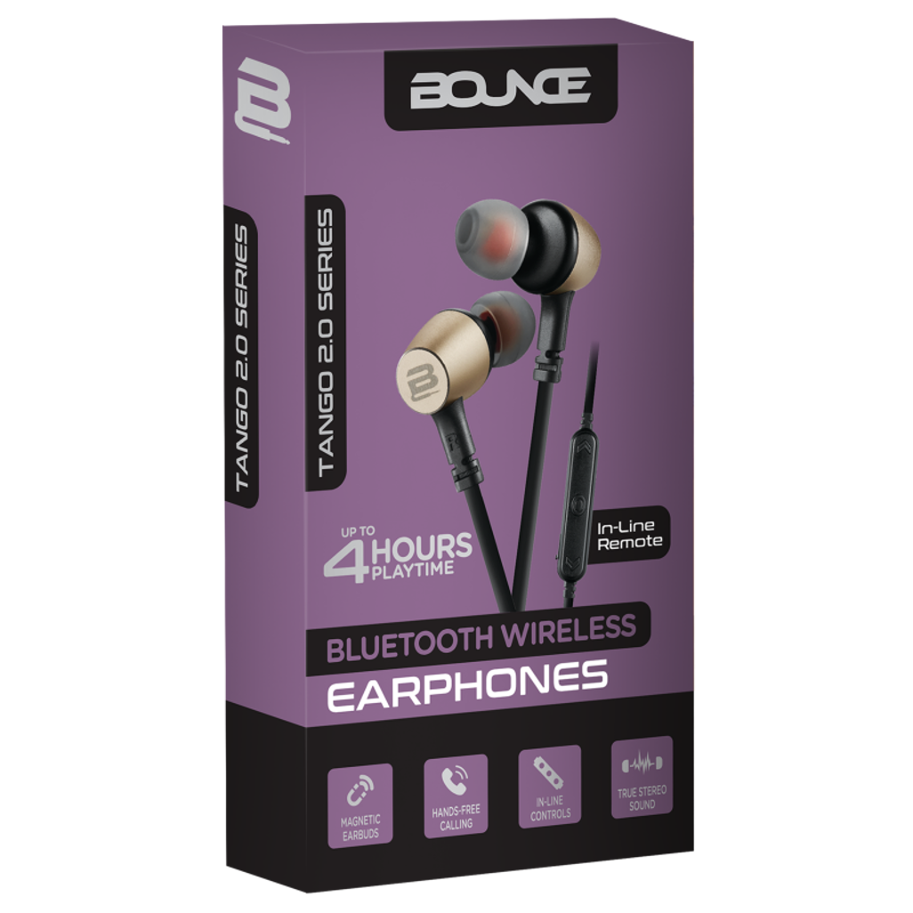 Bounce Tango 2.0 BT Earphone - Black/Gold