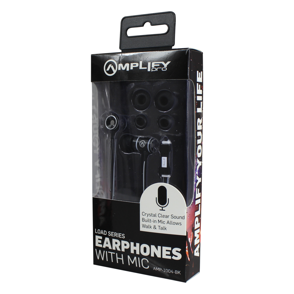 Amplify Load Series Earphones with Mic - Black