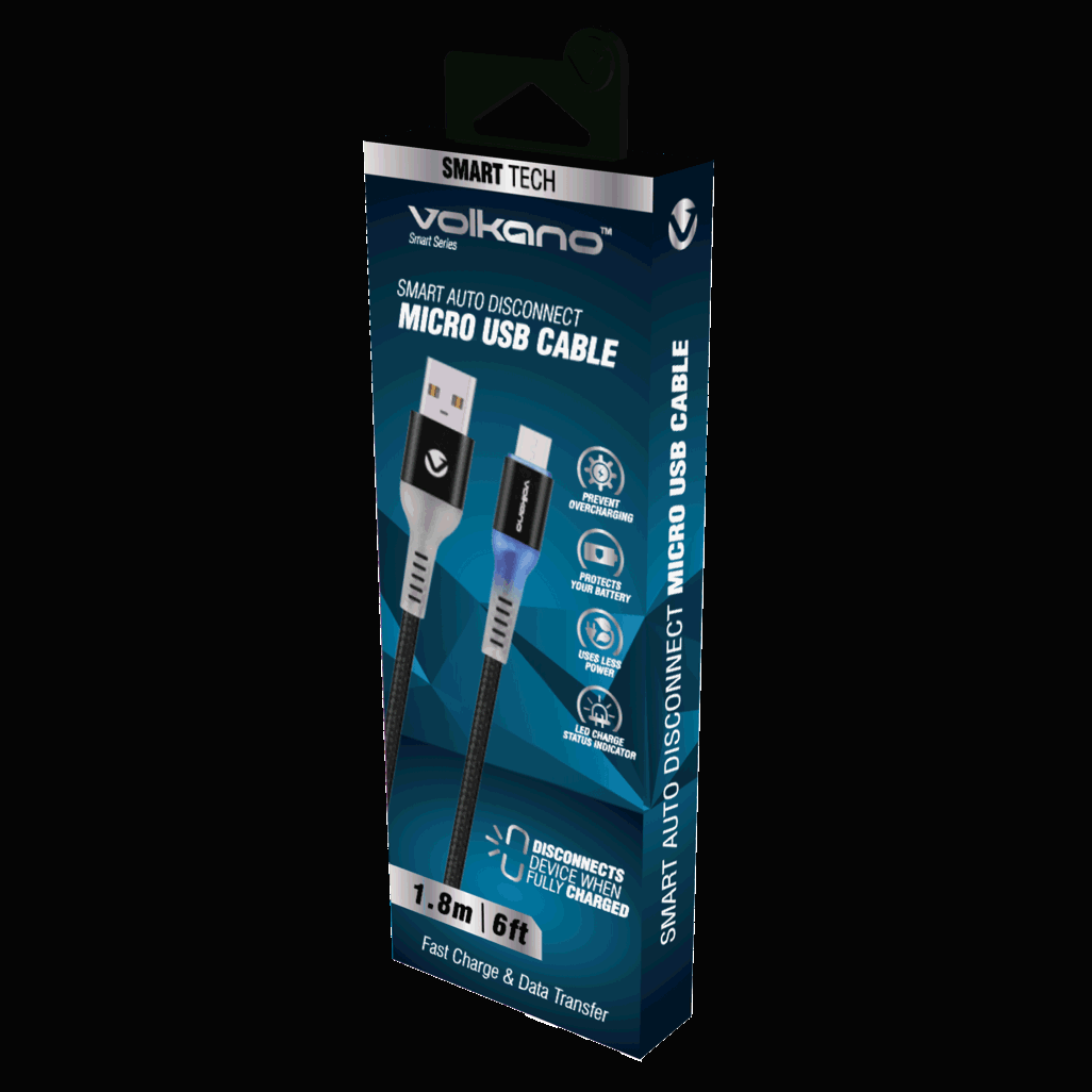 Volkano Smart Series Auto Disconnect Micro USB Cable - 1.8m