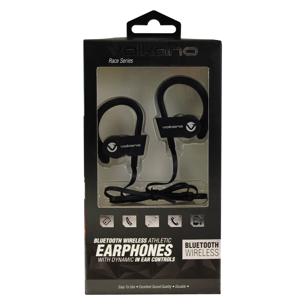 Volkano Race Series Bluetooth Sport Earhook Earphones - Black