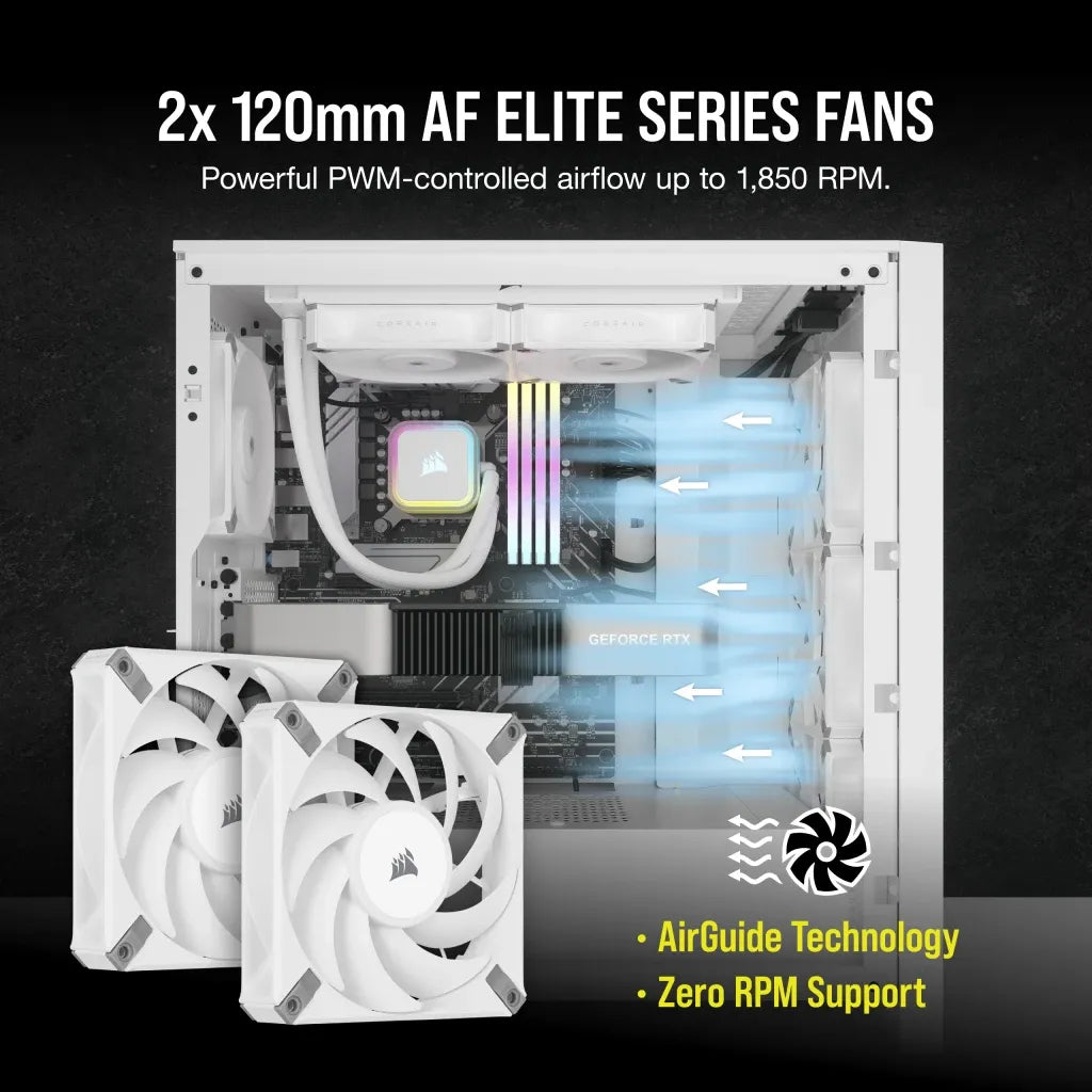 Corsair iCUE H100i ELITE RGB 240mm Liquid CPU Cooler - White AMD: AM5; AM4; sTRX4; sTR5 | Intel LGA: 1700/1851; 1200; 115X; 2066 - image 2
