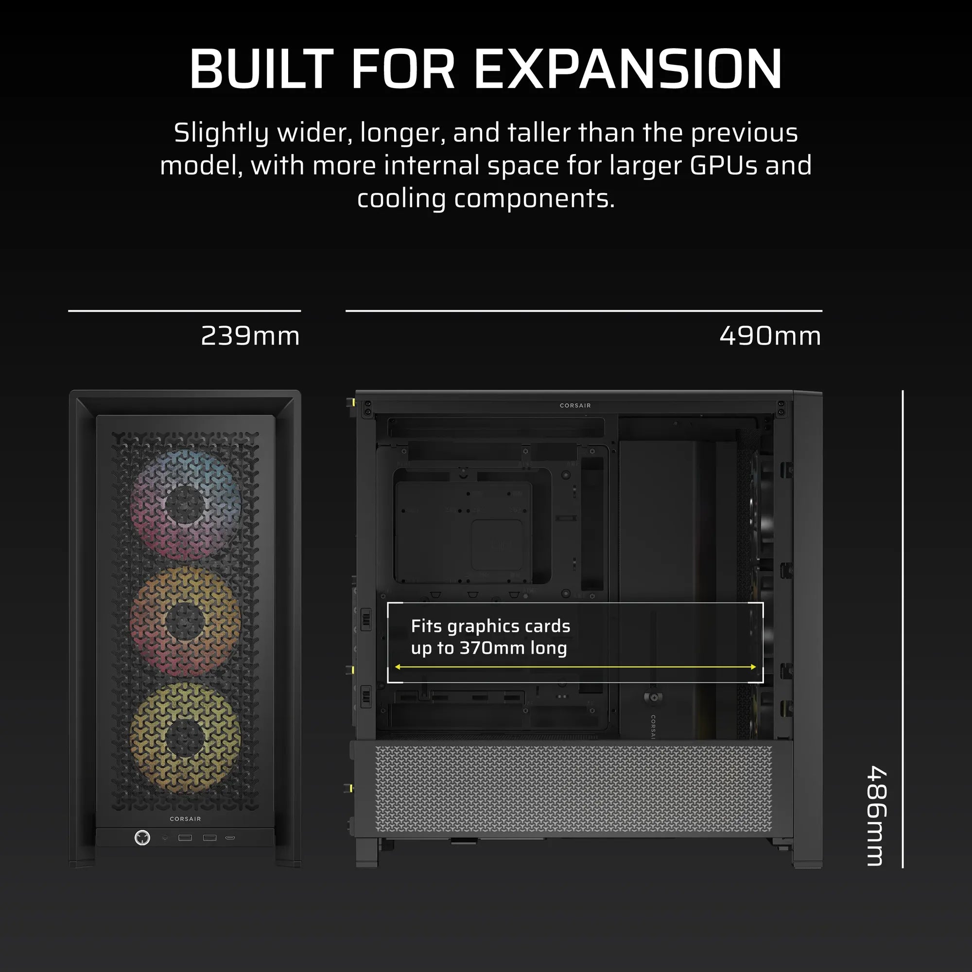 FRAME 4000D RS ARGB Black Mid-Tower PC Case; 2x 3.5'' | 2x 2.5'' Drive Bays; Up to 360mm Radiator; 3x RS ARGB PWM Fans; - image 2