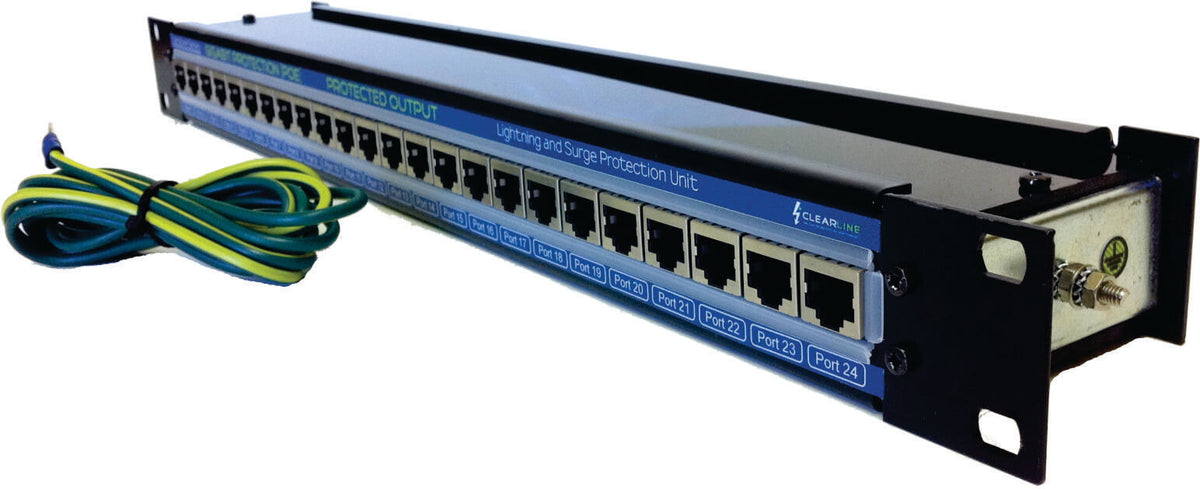 Clear Line 24 Port Gigabit Rackmount PoE Surge Arrestor
