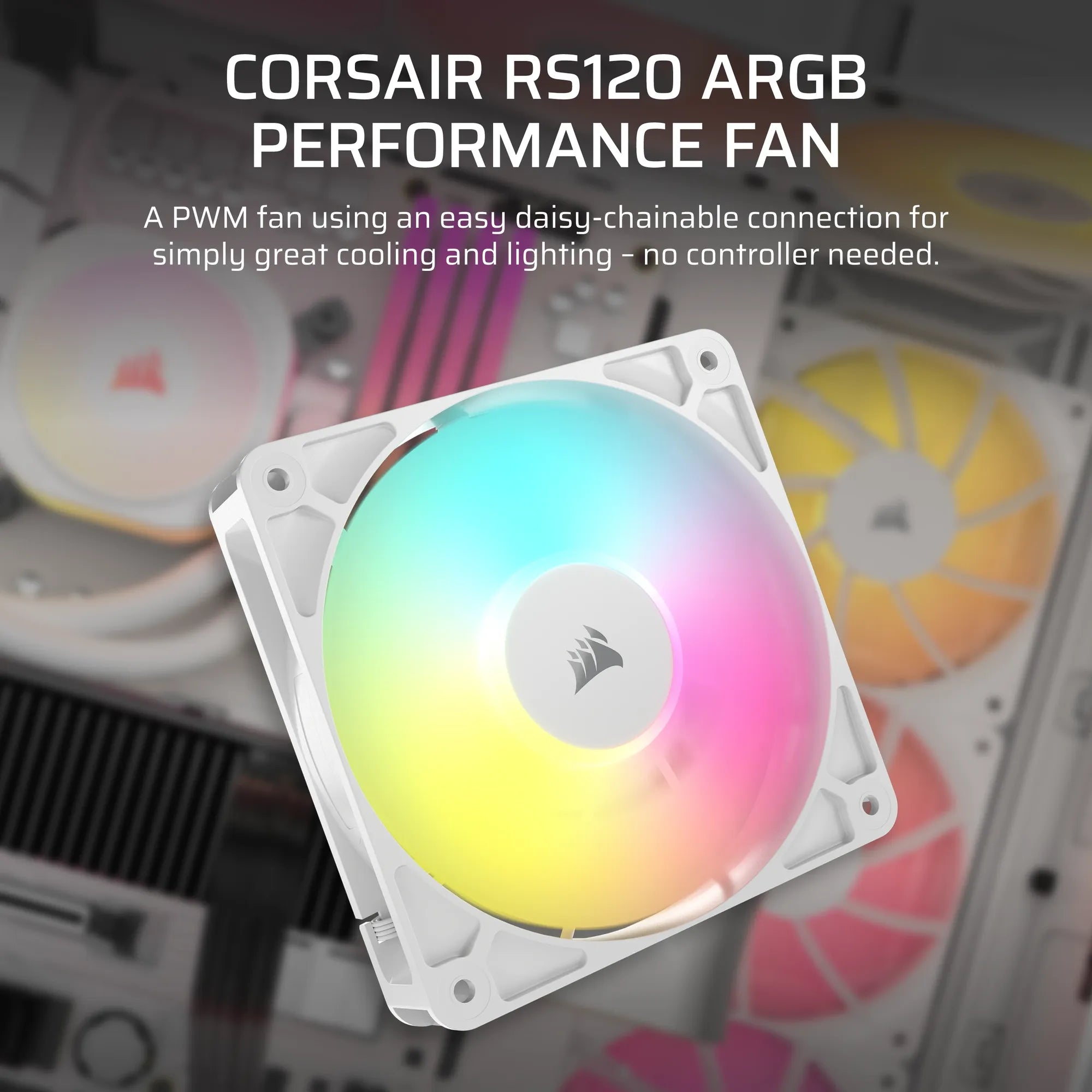 Corsair RS120 ARGB 120mm PWM Fan – White - image 2