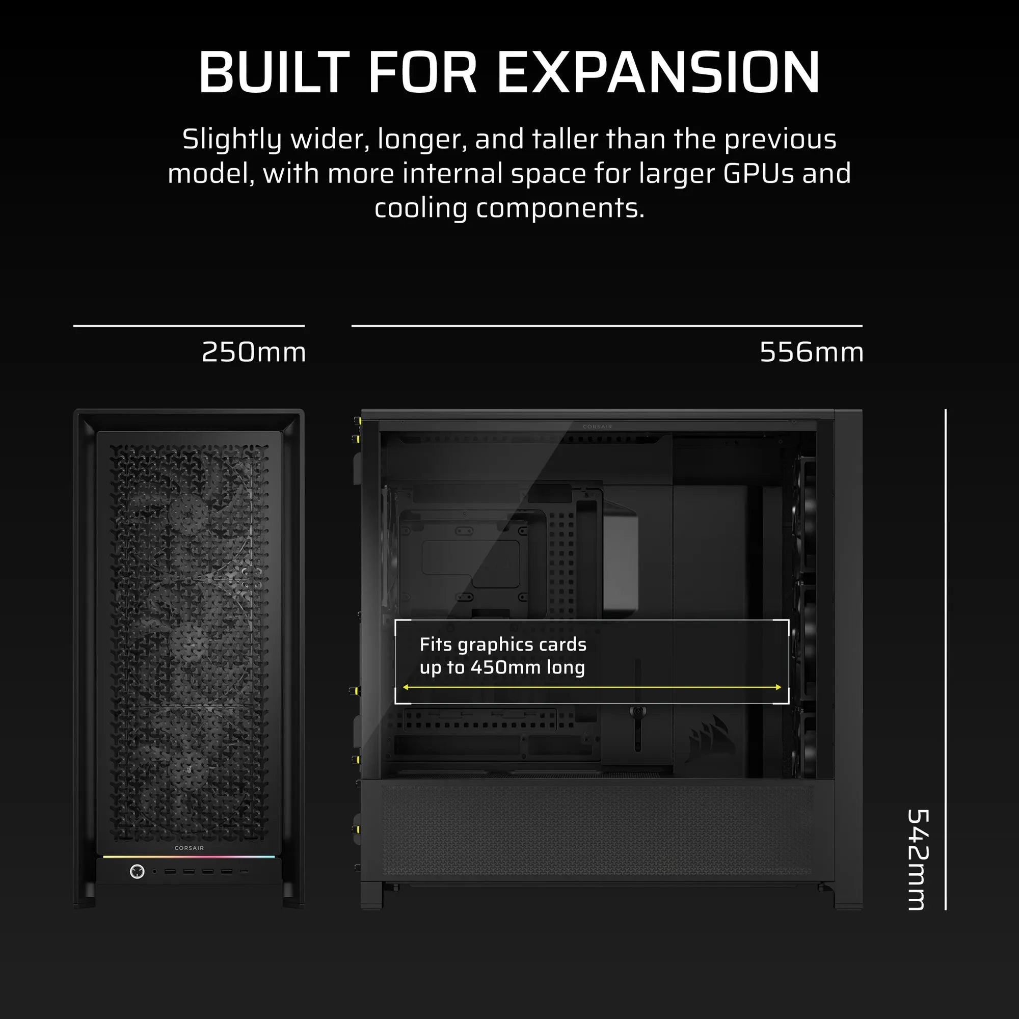 FRAME 5000D RS Mid-Tower PC Case; 4x RS 140 PWM Fans; 2x 2.5'' ; 1x 3.5''; Black.