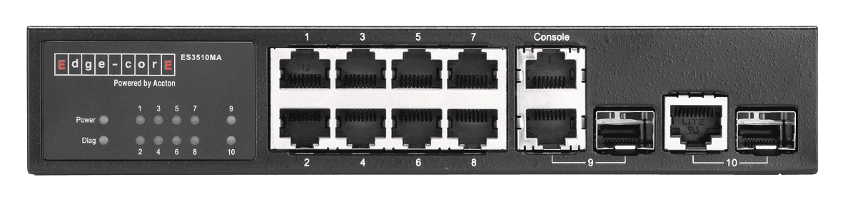 ES3510MA Fast Ethernet Layer 2/4 switch featuring 10 ports; 8 10/100
