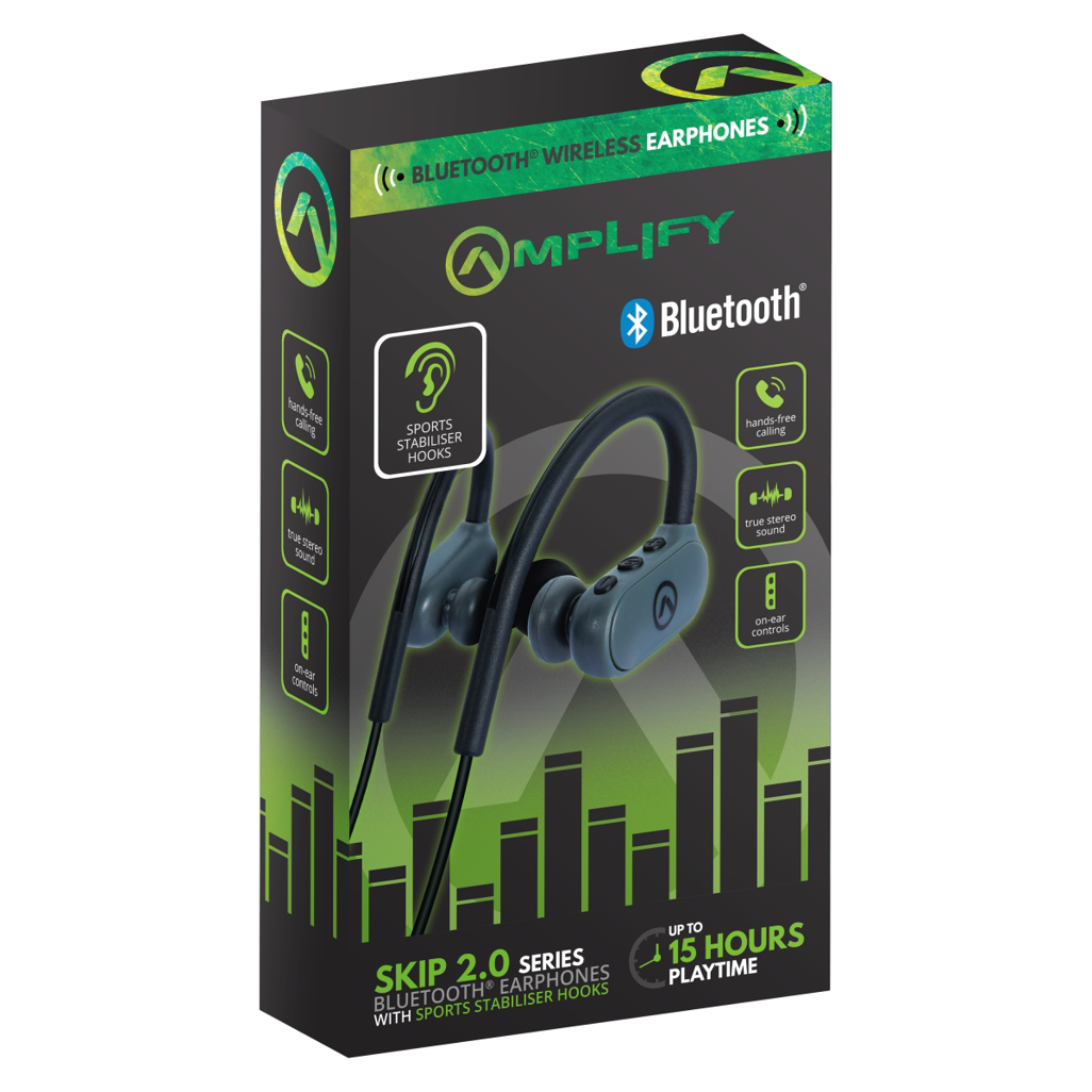 Amplify Skip 2.0 Bluetooth Earphones - Black / Gun-metal