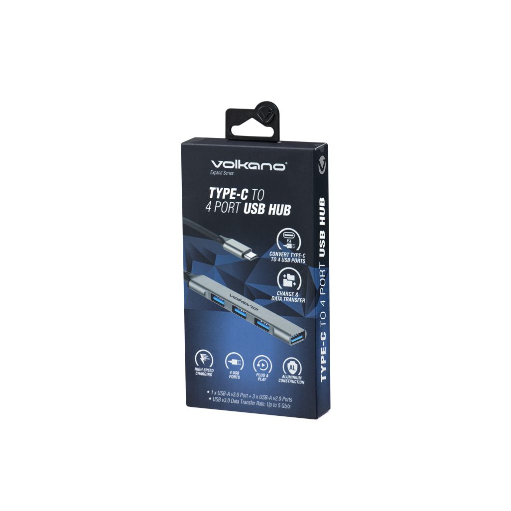 Volkano Expand Series Type-C to 4-Port USB Hub