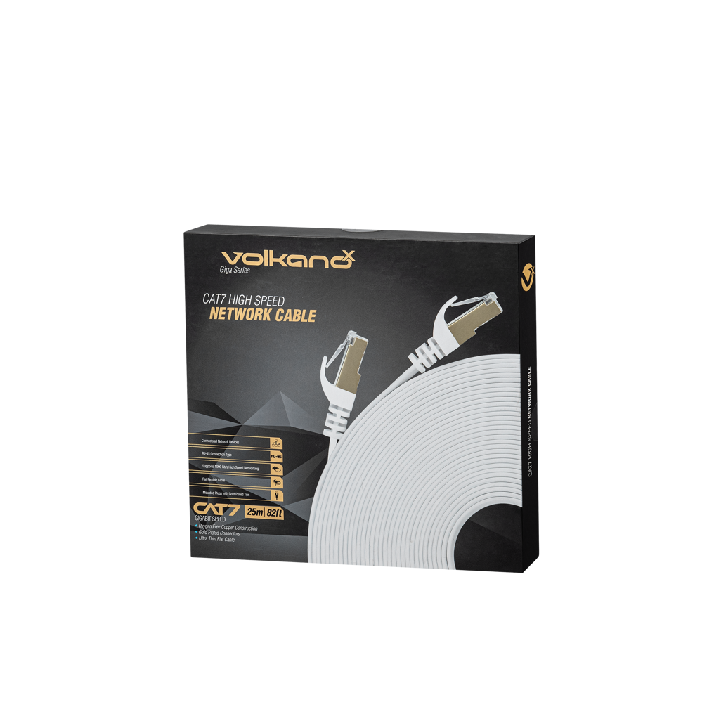 VolkanoX Giga series Cat 7 Ethernet cable 25meter - white gold tips