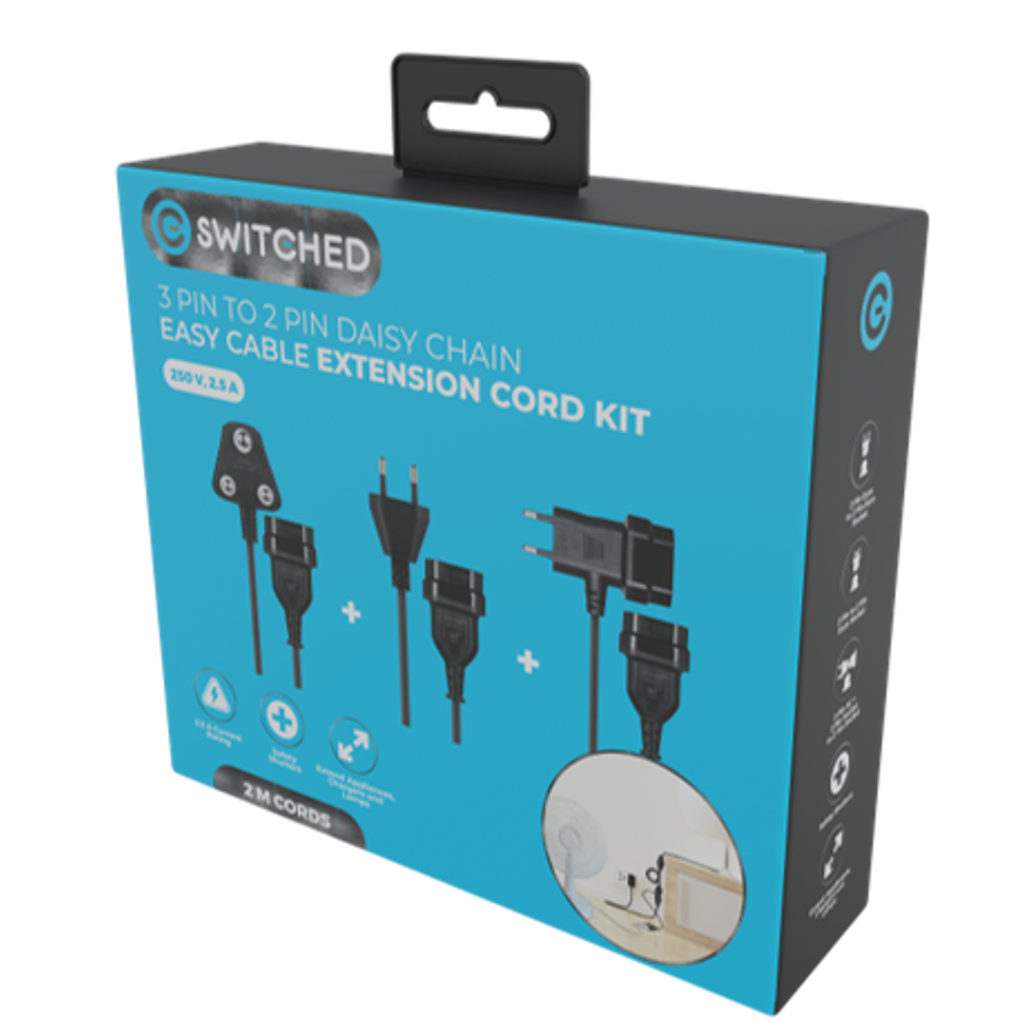 Switched Easy Cable Extender Daisy Chain Kit 6m Total - Black