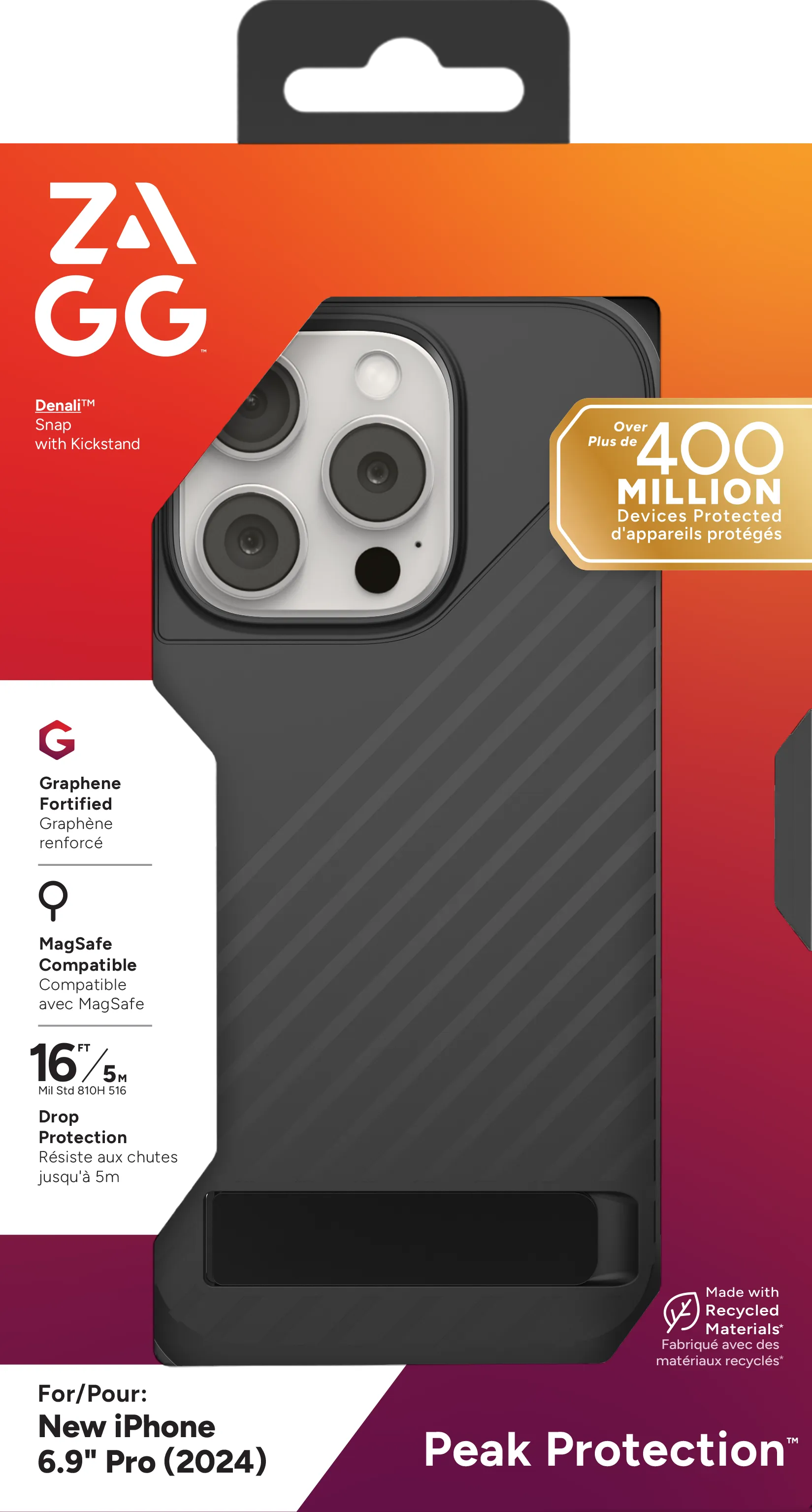 ZAGG Cases Denali Snap KS Apple iP16 Pro Max Black