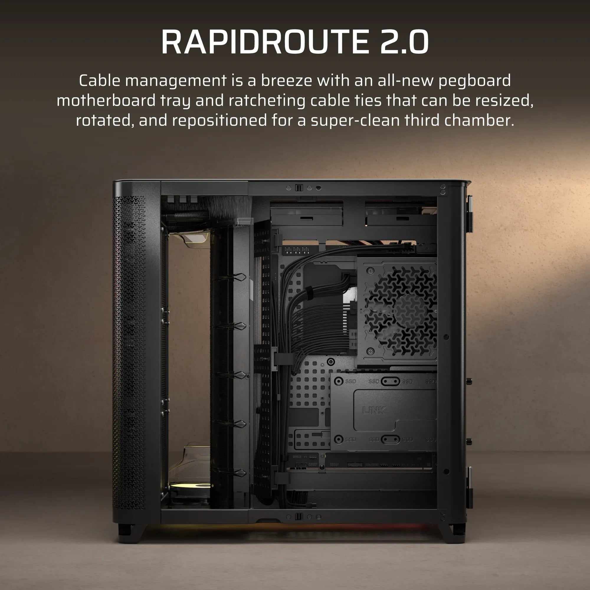 AIR 5400 RS-R ARGB Triple Chamber Mid-Tower PC Case ; 3x Fans Included; 2x 2.5'' ; 1x 3.5'' Black - image 2