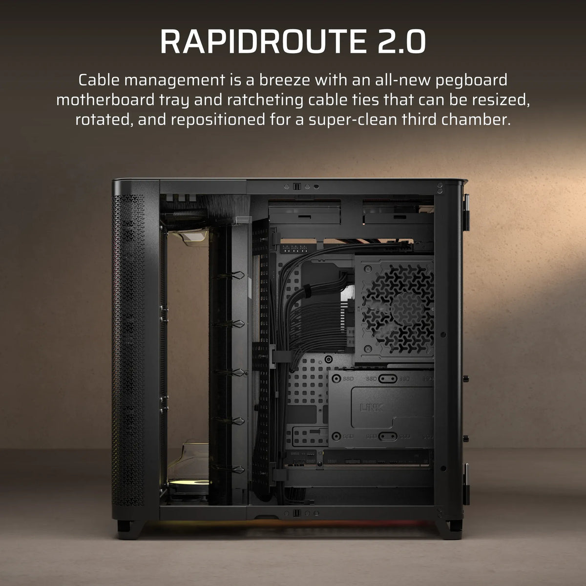 AIR 5400 RS-R ARGB Triple Chamber Mid-Tower PC Case ; 3x Fans Included; 2x 2.5'' ; 1x 3.5'' Black - image 2