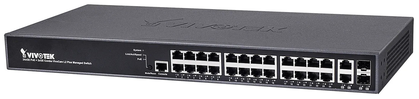 VIVOTEK Managed 24x GE PoE; 2x Combo SFP Switch; 370W - image 2
