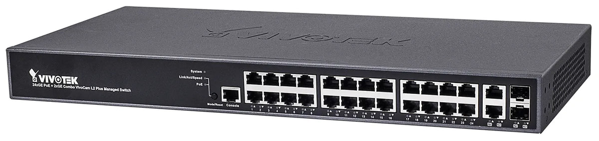 VIVOTEK Managed 24x GE PoE; 2x Combo SFP Switch; 370W - image 2