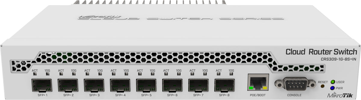 MikroTik Cloud Router Switch 8 Port SFP+ with PoE Input | CRS309-1G-8S+IN