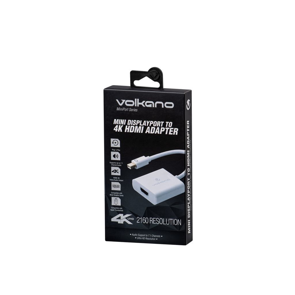 Volkano MiniPort series Mini DisplayPort to 4K HDMI converter 10cm - White