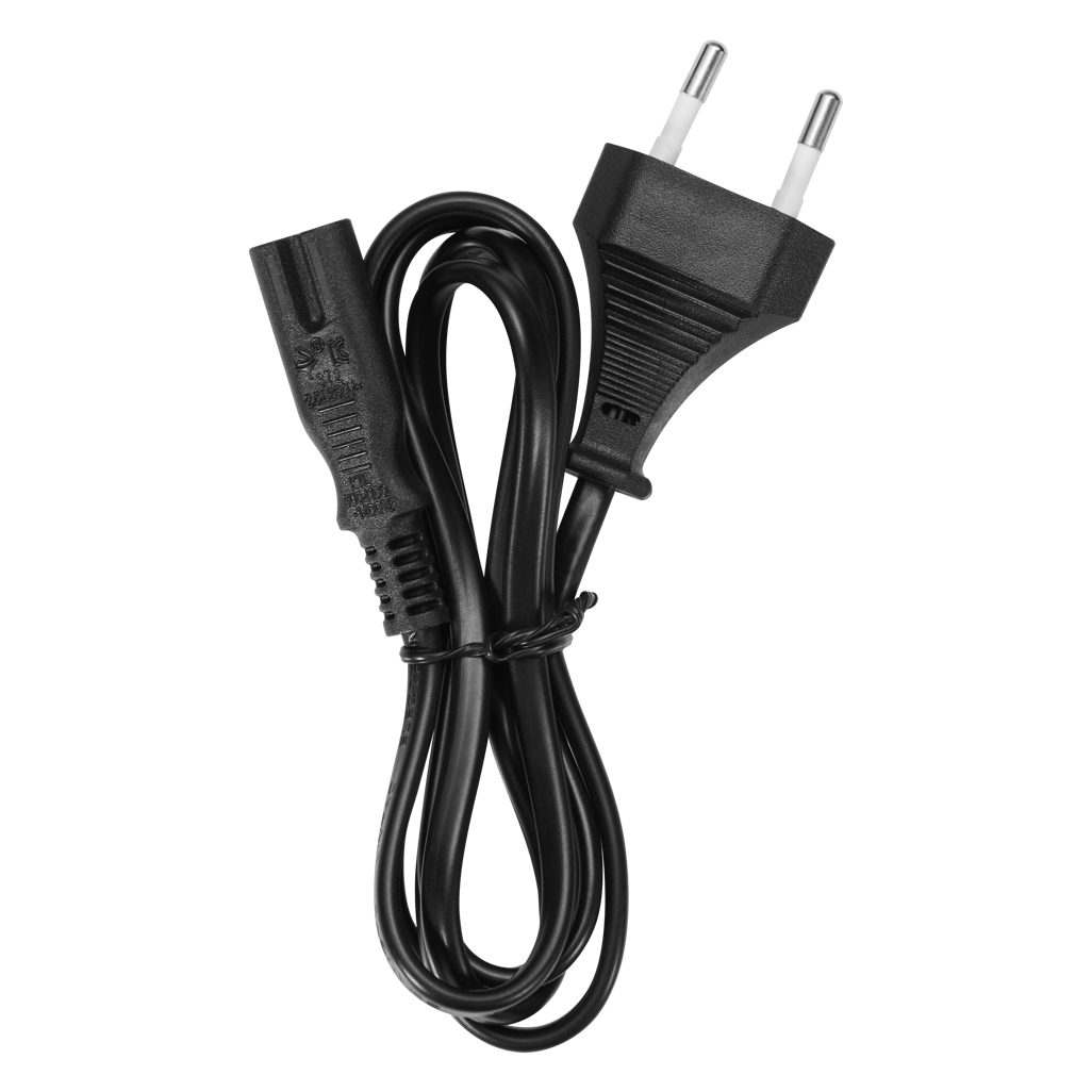 Volkano Presto Series Power Cable 2-Pin Figure 8 to Type-C Euro 1.2m 5a - Black