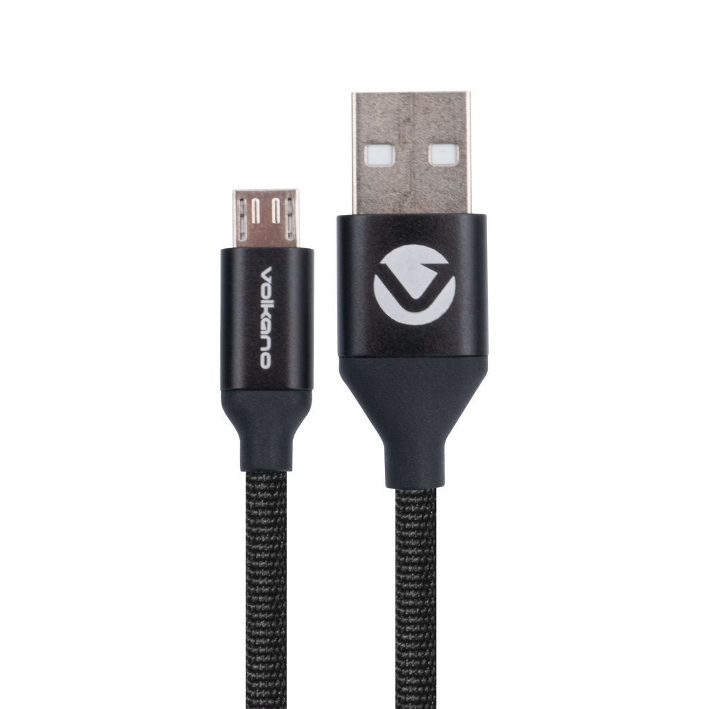 Volkano Weave Series Fabric Braided Micro USB Cable 1.2m - Black