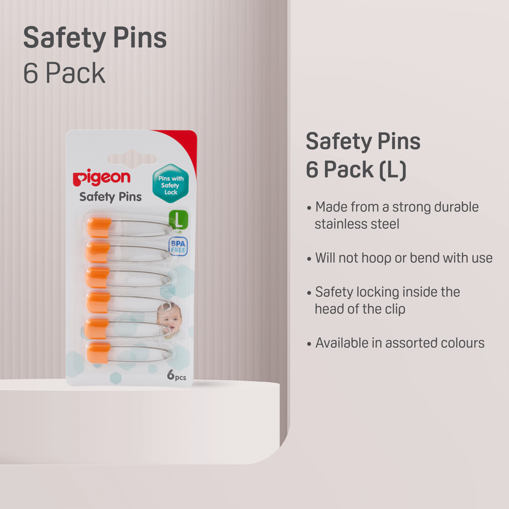 Pigeon Safety Pin (L) 6 Pcs/Card