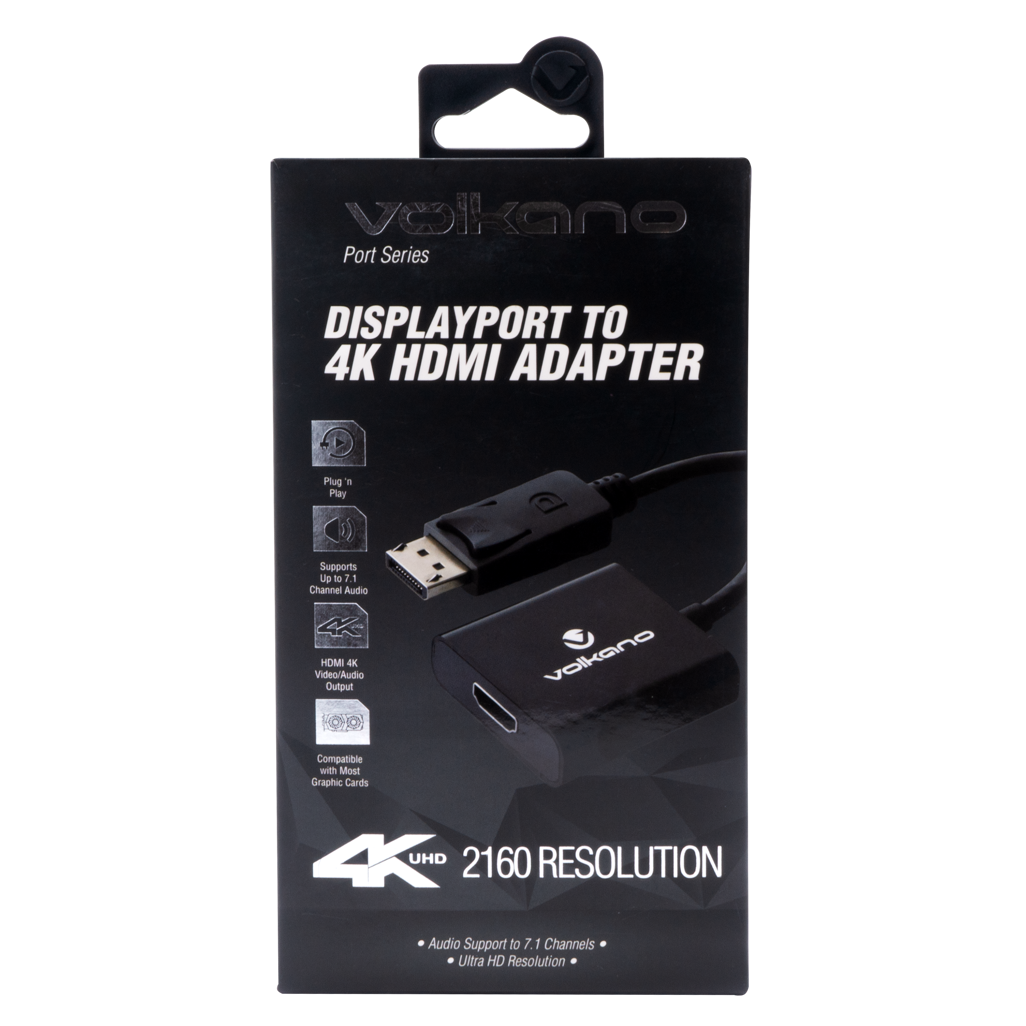 Volkano Port series DisplayPort to 4K HDMI converter 10cm - black