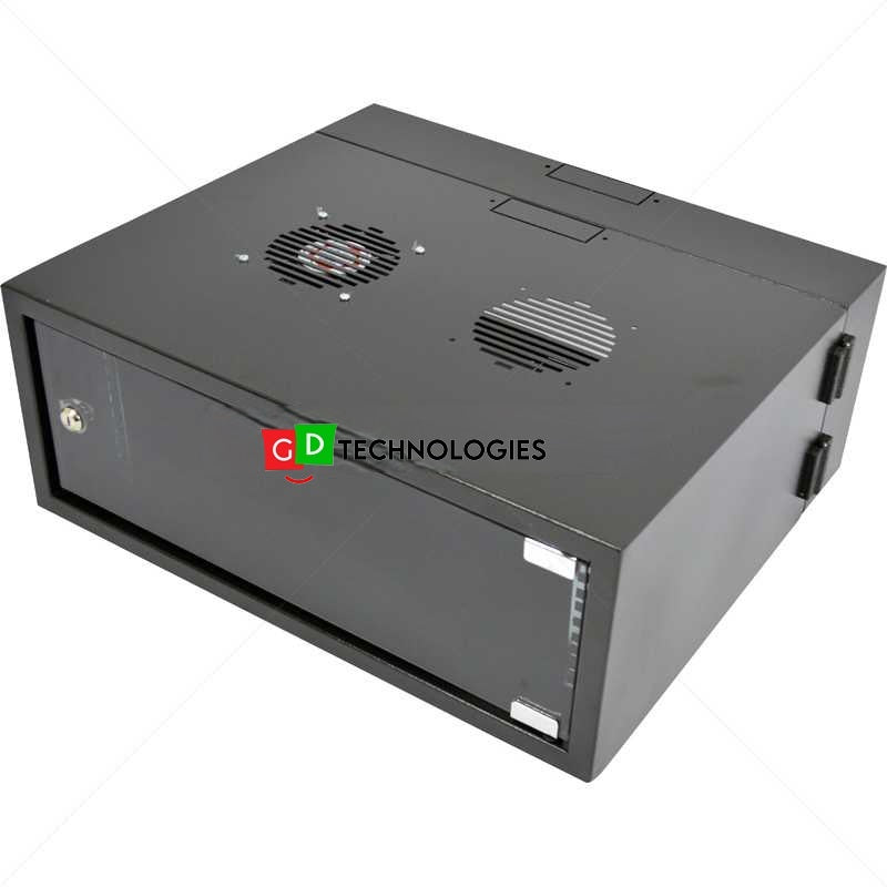 4U Wall Box Swingframe (400mmx100mm Collar) excl Fan and Power (Black)