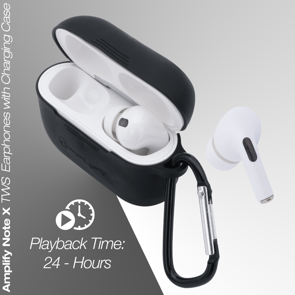 Amplify Note X Series TWS Earphones - White Case + Black Cover