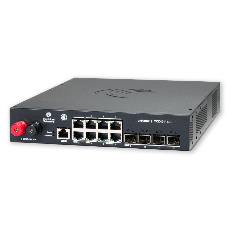 Cambium cnMatrix 12 Port PoE DC Switch | CNM-TX1012-P-DC