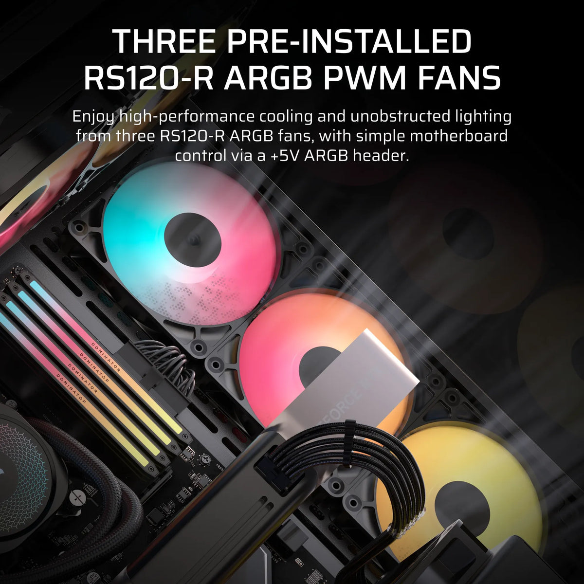 3500X RS-R ARGB Tempered Glass Mid-Tower PC Case; Black - image 3