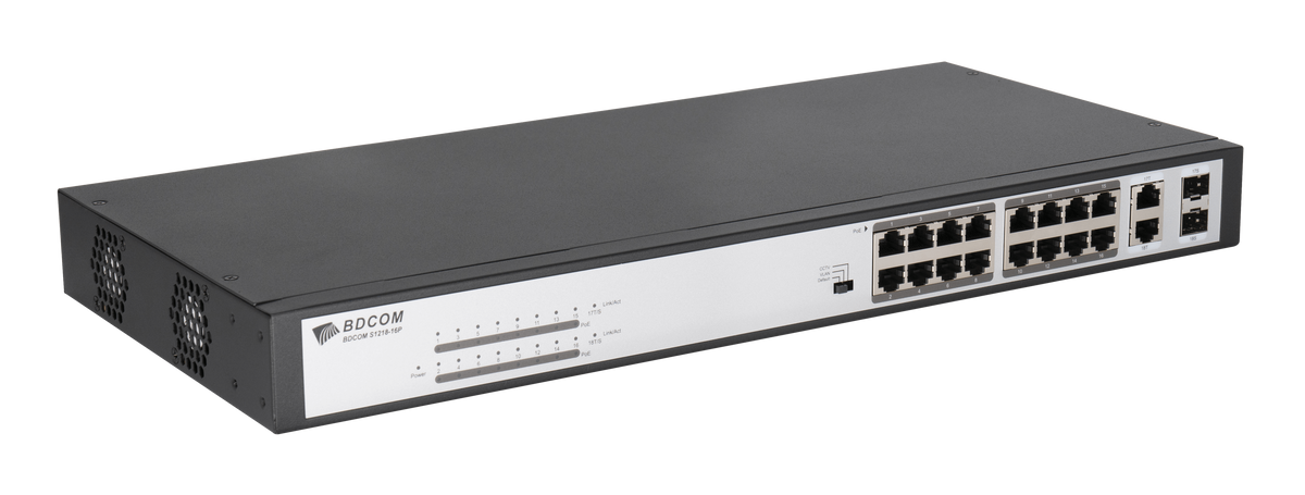 BDCOM 16-Port 10/100 POE switch, 16 POE ports, 2 x 1000Mbps Combo ports - image 2