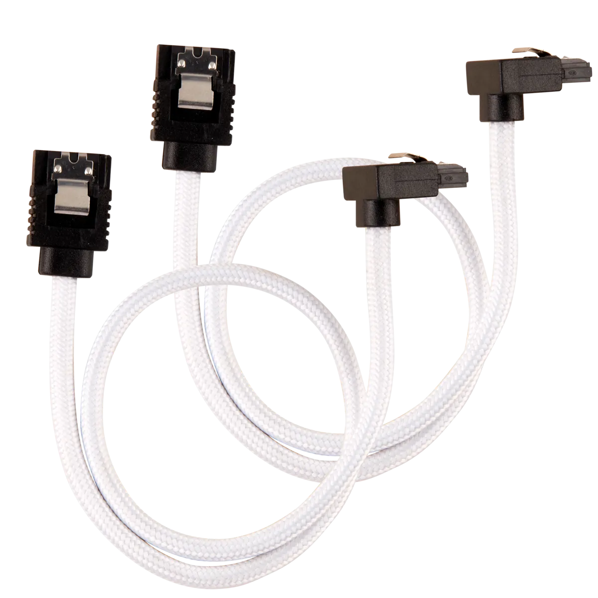 Corsair Premium Sleeved SATA Data Cable Set with 90° Connectors; White; 30cm - image 2