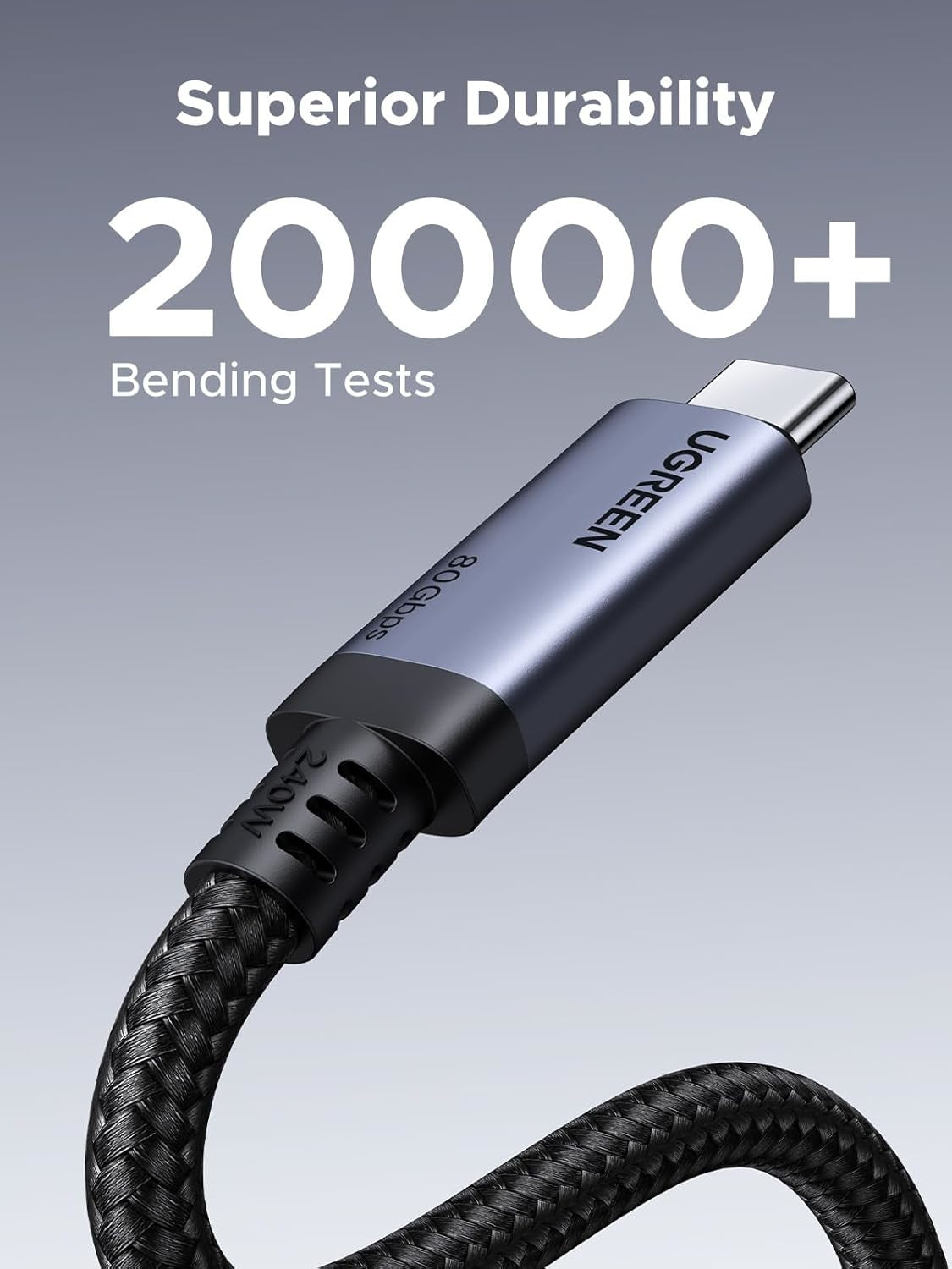 UGREEN USB4 Gen4 240W USB-C to USB-C Cable (Black) – image 2