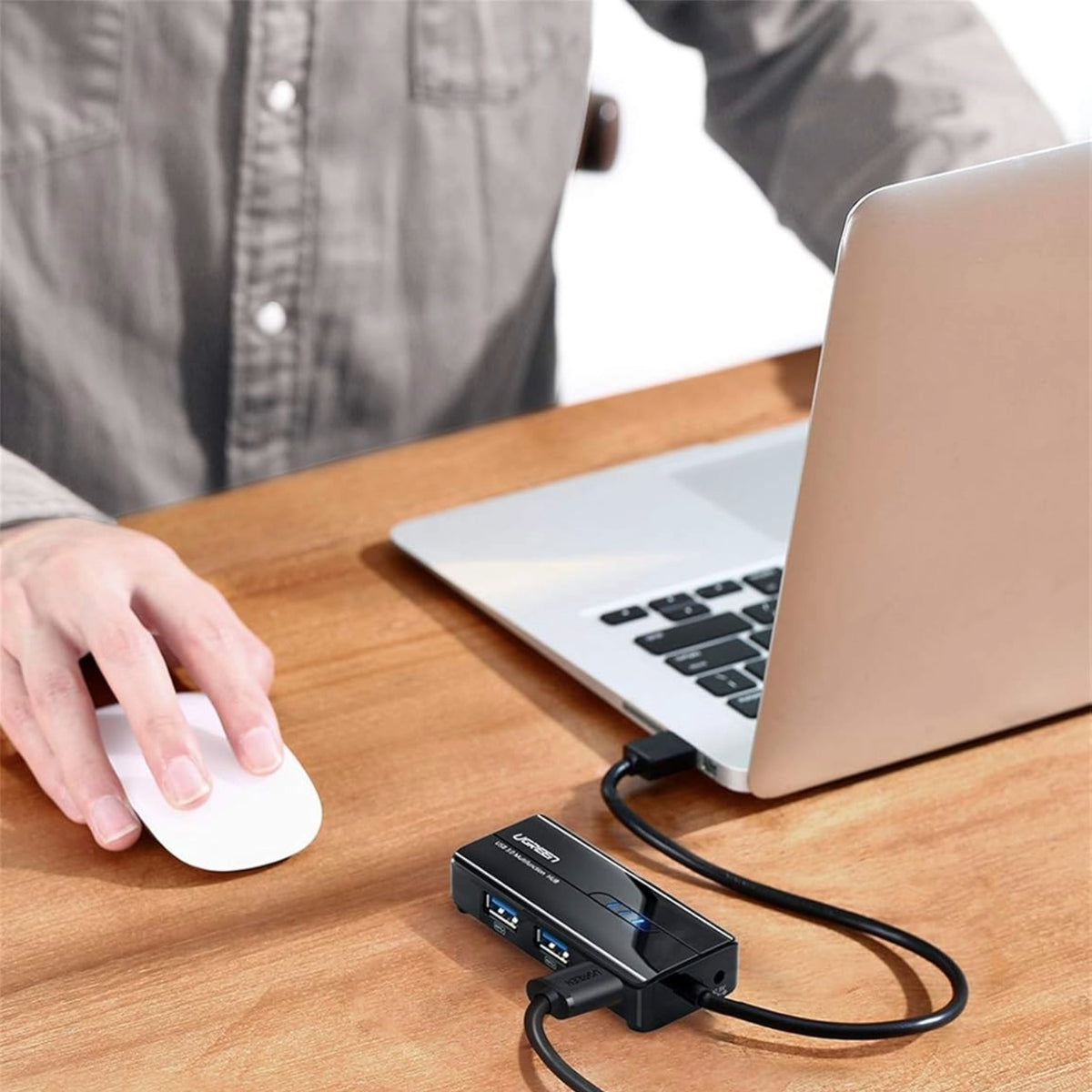 UGREEN USB Type-A Male to Ethernet Adapter with 3-Port USB Hub – Black – image 2