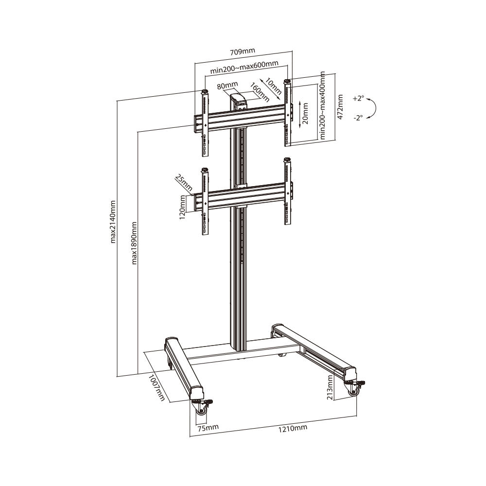 BRACKET 40-65IN DUAL STACKING TROLLEY 50KG - image 2