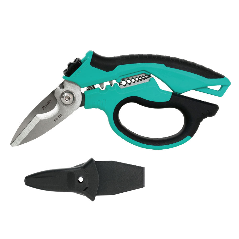 PROSKIT SR-335 8" STAINLESS STEEL MULTI-PURPOSE ANGLED ELECTRICIAN SHEARS - image 2