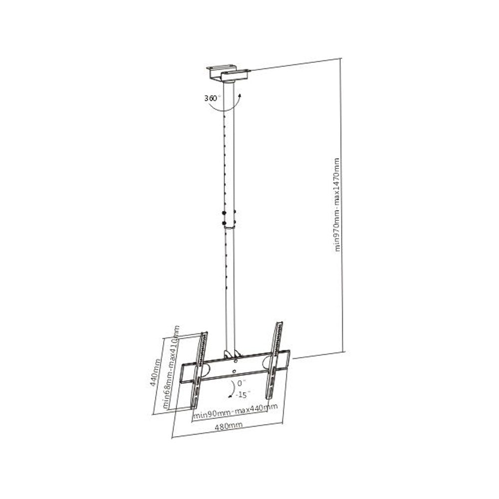 BRACKET - TELESCOPIC LCD CEILING MOUNTS - For most 32”-55” LED, LCD flat panel TVs