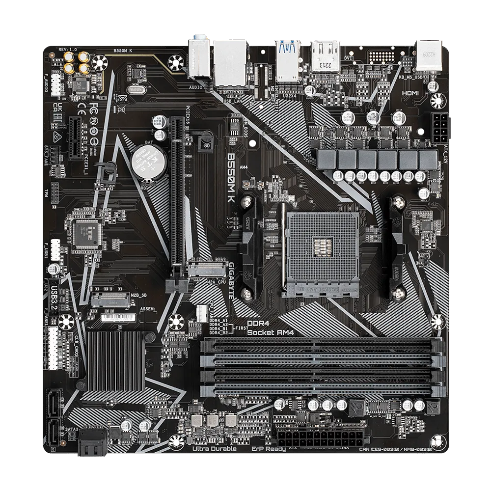 GIGABYTE AMD B550 Chipset for AMD AM4; 4x Dual DDR4; 2x M2; HDMI; DP; mATX - image 2
