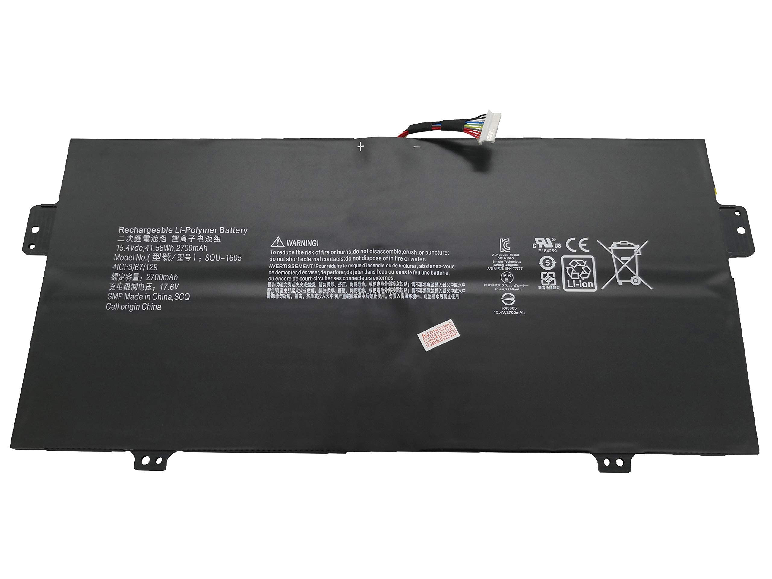 Acer Swift 7 SF713-51, SP714-51, KT.0040B.001, 41CP3/67/129, SQU-1605 Laptop Battery , 15.4 V 2700mAh/41.58Wh