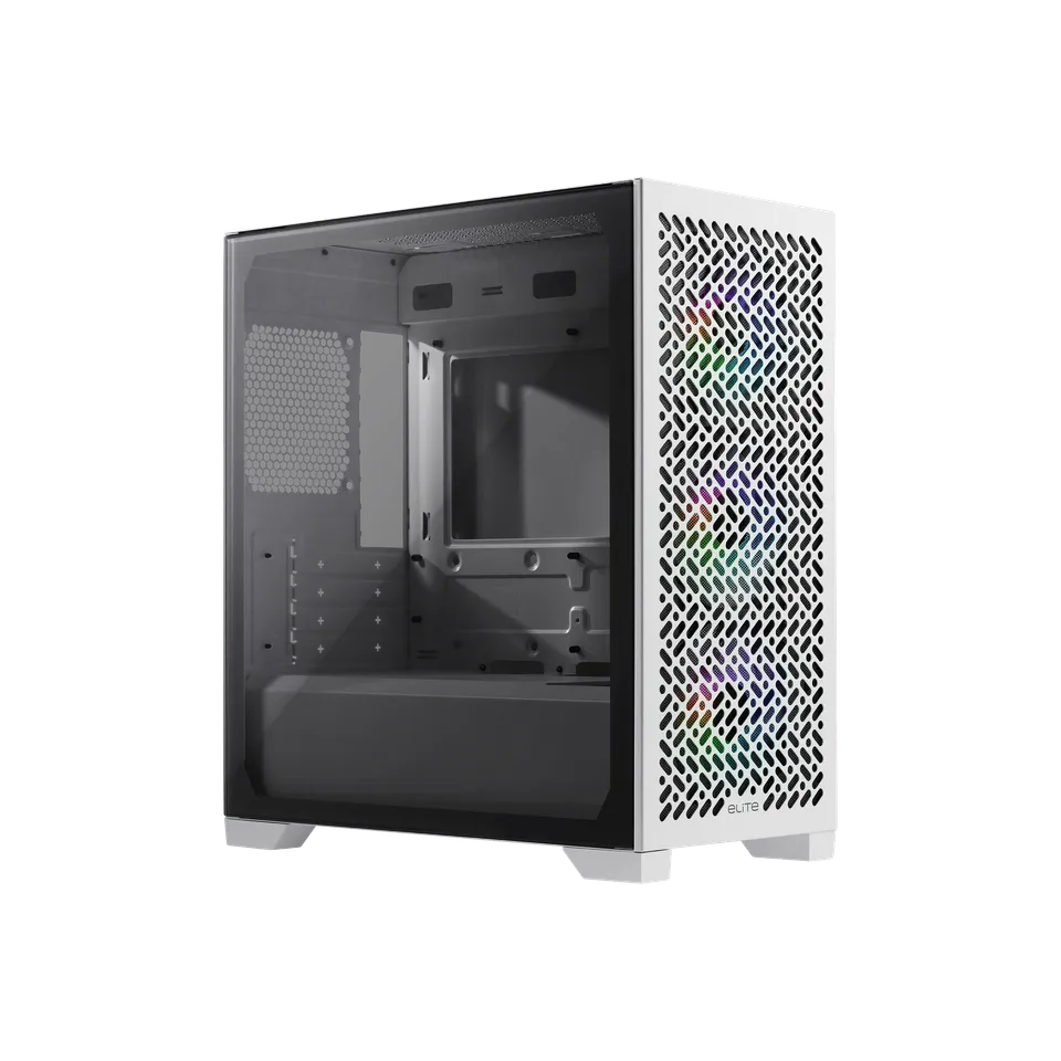 Cooler Master Case Masterbox 302 Mini-Tower; Tempered Glass Side Panel; preinstalled 3 x 120mm fans; 1 x 2.5'' HDD; White